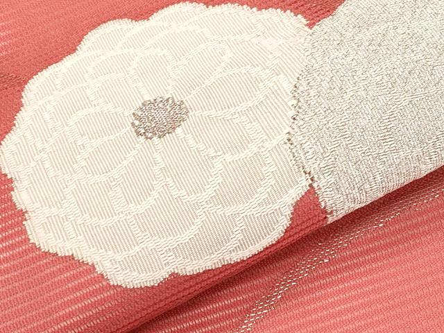 平和屋着物＊夏物　九寸名古屋帯　枝菊文　銀糸　正絹　逸品　未使用　CABI8614tx