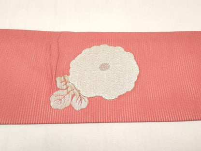 平和屋着物＊夏物　九寸名古屋帯　枝菊文　銀糸　正絹　逸品　未使用　CABI8614tx