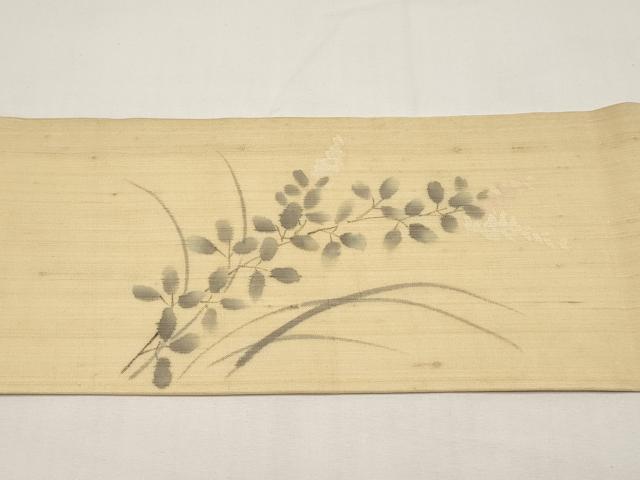 平和屋着物＊夏物　九寸名古屋帯　手描き　カニ　蟹　麻　逸品　CABI8620tx