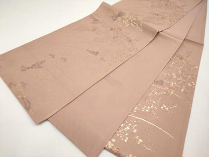平和屋着物＊夏物　六通柄袋帯　萩文　金糸　正絹　逸品　CABI8625tx