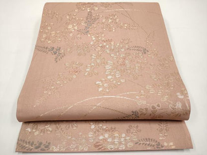 平和屋着物＊夏物　六通柄袋帯　萩文　金糸　正絹　逸品　CABI8625tx