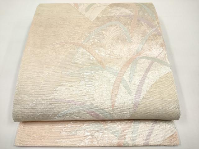 平和屋着物＊夏物　六通柄袋帯　草花文　銀糸　正絹　逸品　未使用　CABI8626tx