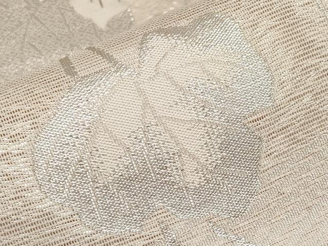 平和屋着物＊夏物　六通柄袋帯　檜扇蔦の葉文　銀糸　正絹　逸品　CABI8628tx