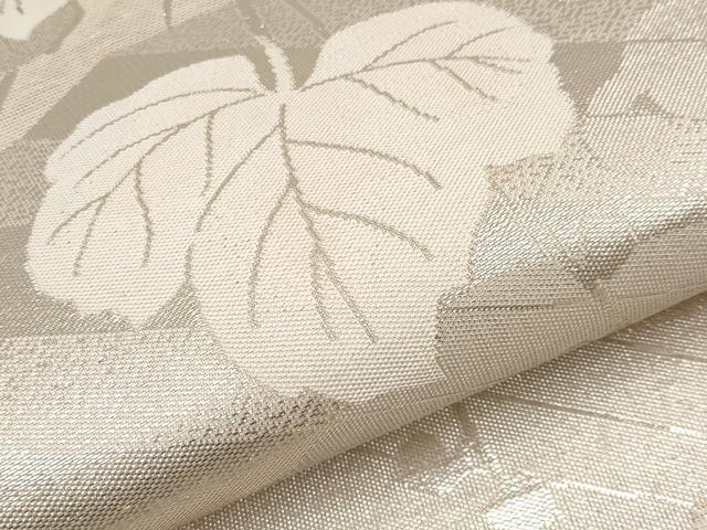 平和屋着物＊夏物　六通柄袋帯　檜扇蔦の葉文　銀糸　正絹　逸品　CABI8628tx