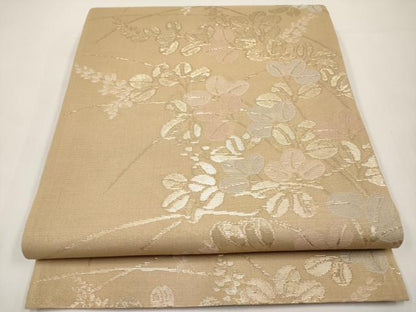 平和屋着物＊夏物　六通柄袋帯　萩文　金糸　正絹　逸品　CABI8630tx