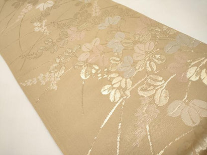 平和屋着物＊夏物　六通柄袋帯　萩文　金糸　正絹　逸品　CABI8630tx