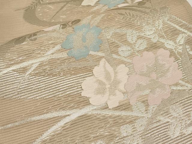 平和屋着物＊夏物　六通柄袋帯　流水草花文　金銀糸　正絹　逸品　CABI8631tx