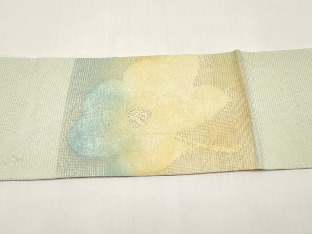 平和屋着物＊夏物　九寸名古屋帯　枝椿文　銀糸　正絹　逸品　CABI8632tx