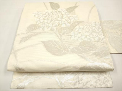平和屋着物＊夏物　九寸名古屋帯　紫陽花　銀糸　正絹　逸品　CABI8633tx