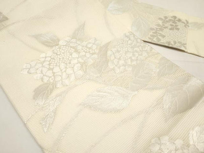 平和屋着物＊夏物　九寸名古屋帯　紫陽花　銀糸　正絹　逸品　CABI8633tx