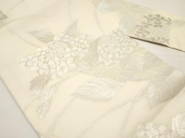 平和屋着物＊夏物　九寸名古屋帯　紫陽花　銀糸　正絹　逸品　CABI8633tx