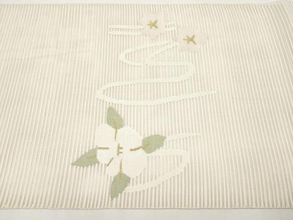 平和屋着物＊夏物　八寸名古屋帯　絽綴れ　流水草花文　金糸　正絹　逸品　未使用　CABI8637tx
