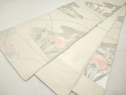 平和屋着物＊夏物　六通柄袋帯　杜若　銀糸　正絹　逸品　CABI8652tx