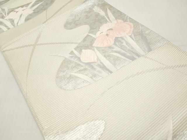 平和屋着物＊夏物　六通柄袋帯　杜若　銀糸　正絹　逸品　CABI8652tx