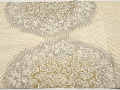 平和屋着物＊夏物　太鼓柄袋帯　絽綴れ　草花文　金銀糸　正絹　逸品　CABI8654tx