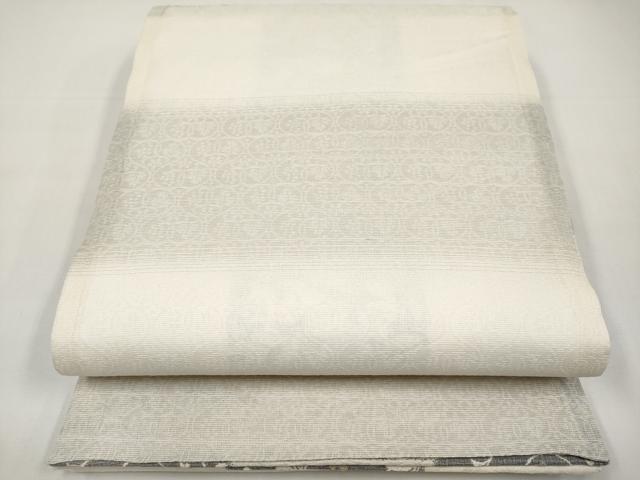 平和屋着物▽六通柄袋帯　スリーシーズン　春夏秋　風通織　ぜんまい紬　花唐草文　正絹　逸品　CABI8655tx