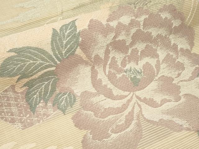 平和屋着物＊夏物　アンティーク　大正ロマン　丸帯　唐織　几帳枝花文　引き抜き帯　正絹　逸品　CABI8657tx