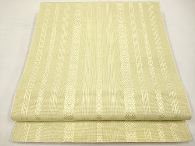 平和屋着物＊夏物　本場筑前博多織　八寸名古屋帯　紗献上　枯草色　正絹　逸品　CABI8659tx