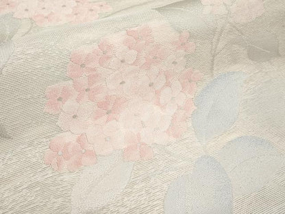 平和屋着物＊夏物　九寸名古屋帯　紫陽花　銀糸　正絹　逸品　CABI8666tx