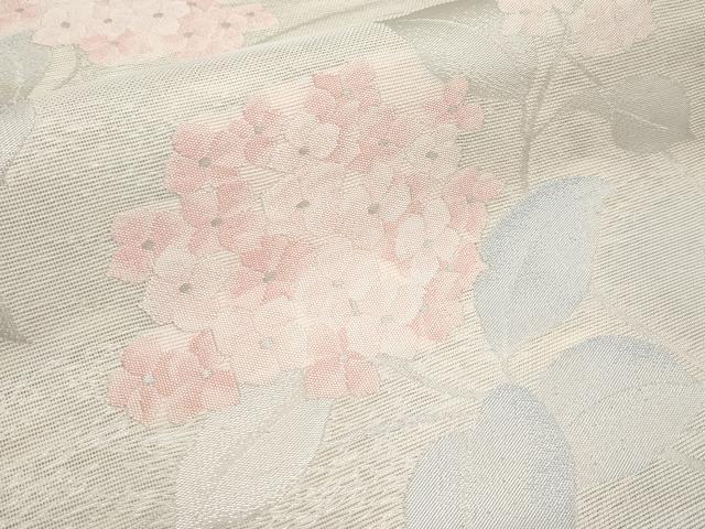 平和屋着物＊夏物　九寸名古屋帯　紫陽花　銀糸　正絹　逸品　CABI8666tx