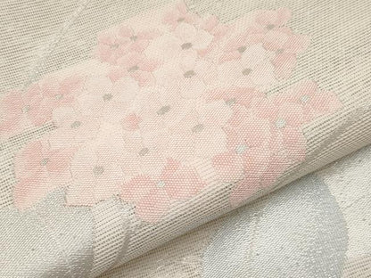 平和屋着物＊夏物　九寸名古屋帯　紫陽花　銀糸　正絹　逸品　CABI8666tx