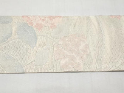 平和屋着物＊夏物　九寸名古屋帯　紫陽花　銀糸　正絹　逸品　CABI8666tx