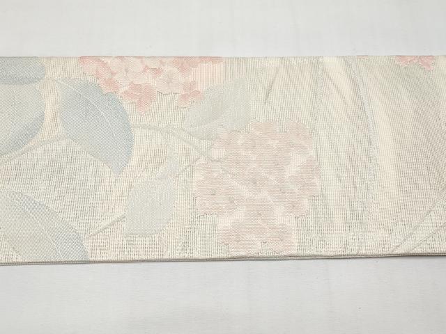 平和屋着物＊夏物　九寸名古屋帯　紫陽花　銀糸　正絹　逸品　CABI8666tx
