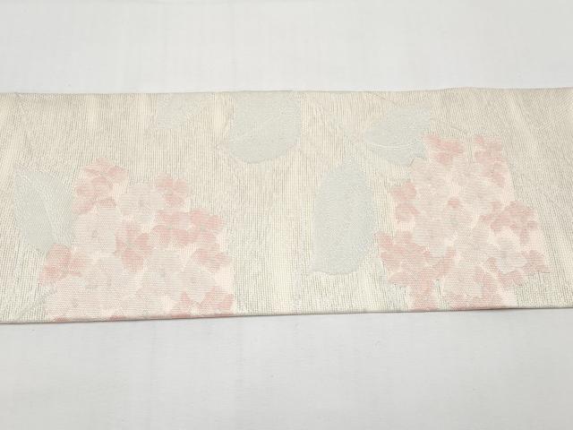 平和屋着物＊夏物　九寸名古屋帯　紫陽花　銀糸　正絹　逸品　CABI8666tx