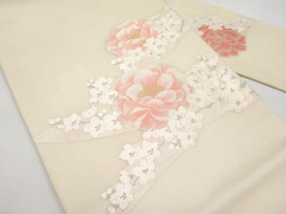 平和屋着物＊夏物　九寸名古屋帯　唐織　枝花文　正絹　逸品　CABI8667tx