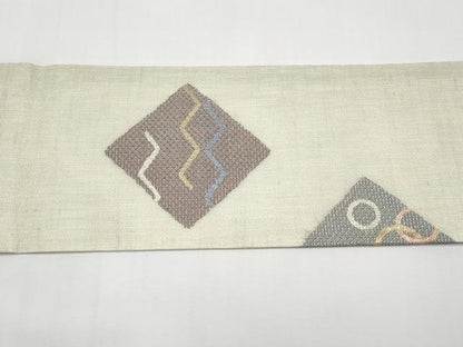 平和屋着物＊夏物　九寸名古屋帯　抽象文　正絹　逸品　CABI8668tx