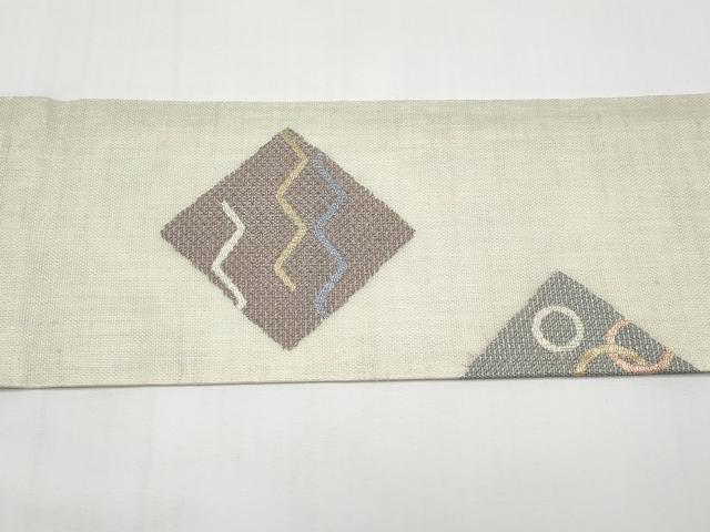 平和屋着物＊夏物　九寸名古屋帯　抽象文　正絹　逸品　CABI8668tx