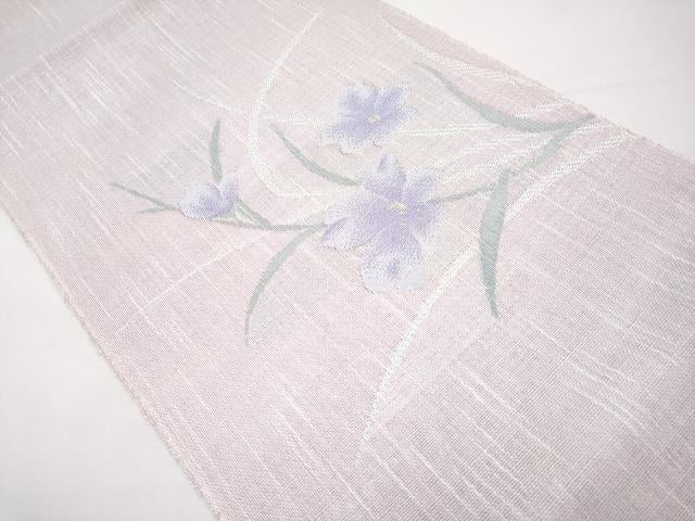 平和屋着物＊夏物　八寸名古屋帯　草花文　銀糸　未使用　CABI8669tx