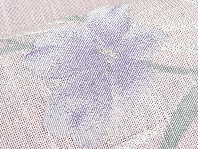 平和屋着物＊夏物　八寸名古屋帯　草花文　銀糸　未使用　CABI8669tx