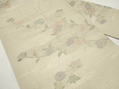 平和屋着物＊夏物　九寸名古屋帯　霞枝花文　金糸　正絹　逸品　未使用　CABI8676tx