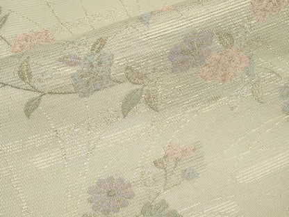 平和屋着物＊夏物　九寸名古屋帯　霞枝花文　金糸　正絹　逸品　未使用　CABI8676tx