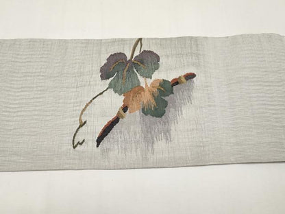 平和屋着物＊夏物　九寸名古屋帯　すくい織　籬蔦の葉文　金糸　正絹　逸品　CABI8678tx