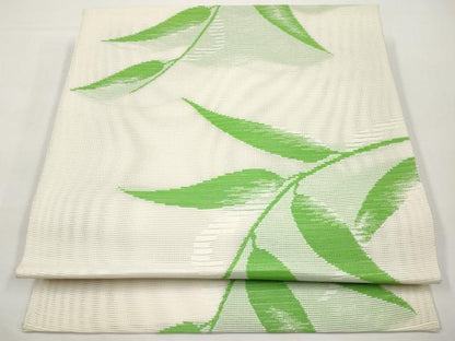 平和屋着物＊夏物　八寸名古屋帯　枝葉文　正絹　逸品　CABI8679tx