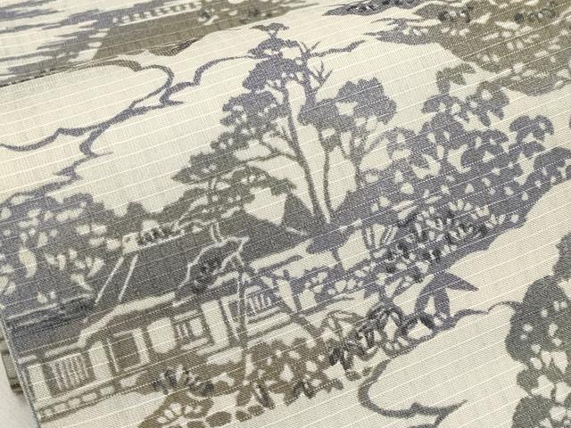 平和屋着物＊夏物　両面　半幅帯　型染め　風景文　CABI8682tx