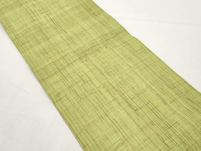 平和屋着物＊夏物　両面　半幅帯　若苗色×肌色　麻　逸品　CABI8685tx