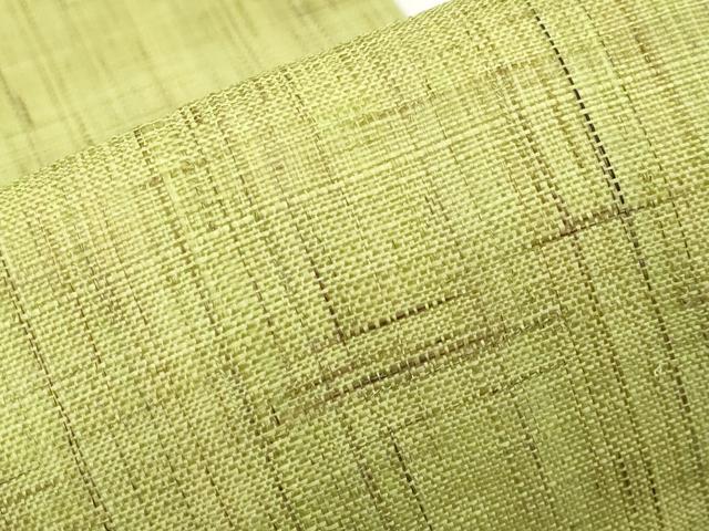 平和屋着物＊夏物　両面　半幅帯　若苗色×肌色　麻　逸品　CABI8685tx