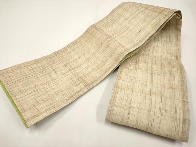 平和屋着物＊夏物　両面　半幅帯　若苗色×肌色　麻　逸品　CABI8685tx