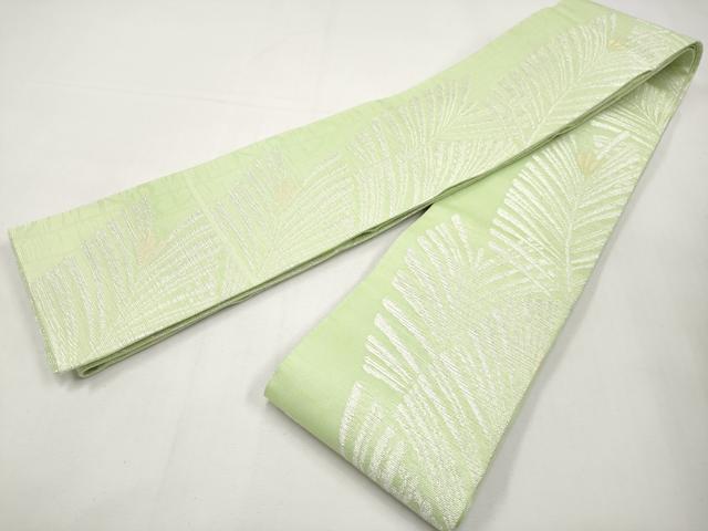 平和屋着物＊夏物　両面　半幅帯　松葉文　銀糸　正絹　逸品　CABI8688tx