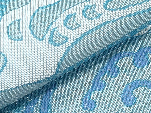 平和屋着物＊夏物　両面　半幅帯　立波文　銀糸　正絹　逸品　CABI8689tx