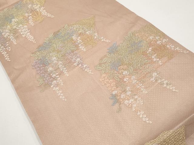 平和屋着物＊夏物　六通柄袋帯　扇面枝花文　金銀糸　正絹　逸品　CABI8691tx