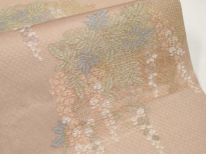 平和屋着物＊夏物　六通柄袋帯　扇面枝花文　金銀糸　正絹　逸品　CABI8691tx