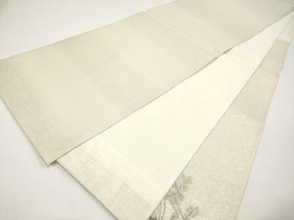 平和屋着物＊夏物　太鼓柄袋帯　絽刺し　区限刺繍　芝草花文　金糸　正絹　逸品　CABI8692tx