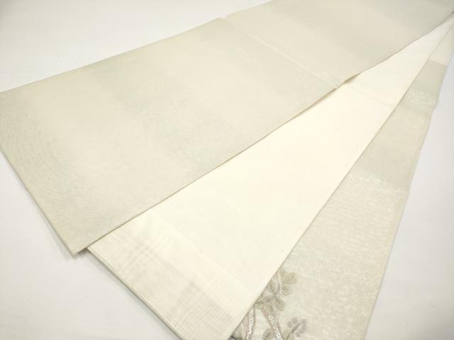 平和屋着物＊夏物　太鼓柄袋帯　絽刺し　区限刺繍　芝草花文　金糸　正絹　逸品　CABI8692tx
