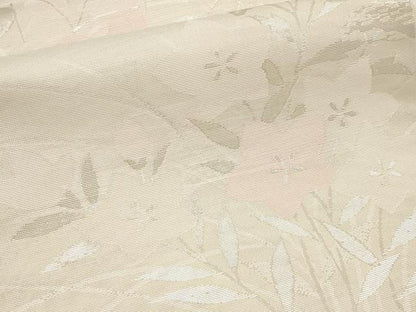 平和屋着物＊夏物　六通柄袋帯　枝花文　銀糸　正絹　逸品　CABI8693tx