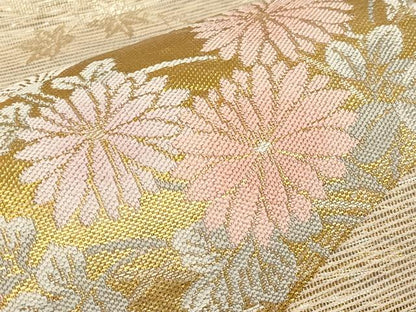 平和屋着物＊夏物　六通柄袋帯　流水草花文　金糸　正絹　逸品　CABI8696tx