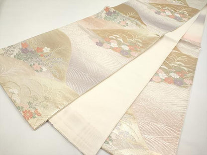 平和屋着物＊夏物　六通柄袋帯　遠山秋草文　金銀糸　正絹　逸品　CABI8701tx